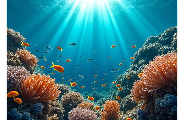 Illustration d'un récif corallien vibrant avec des poissons variés